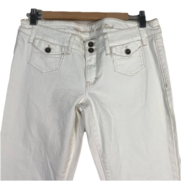 Abercrombie‎ Fitch Patch Pocket White Flare Jeans Women’s 8 Stretch Y2K Low Rise - Picture 2 of 13